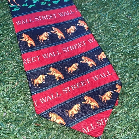 Steven Harris “Wall Street” Bull & Bear Tie Stock Broker Financial Advisor Gift - Picture 4 of 12